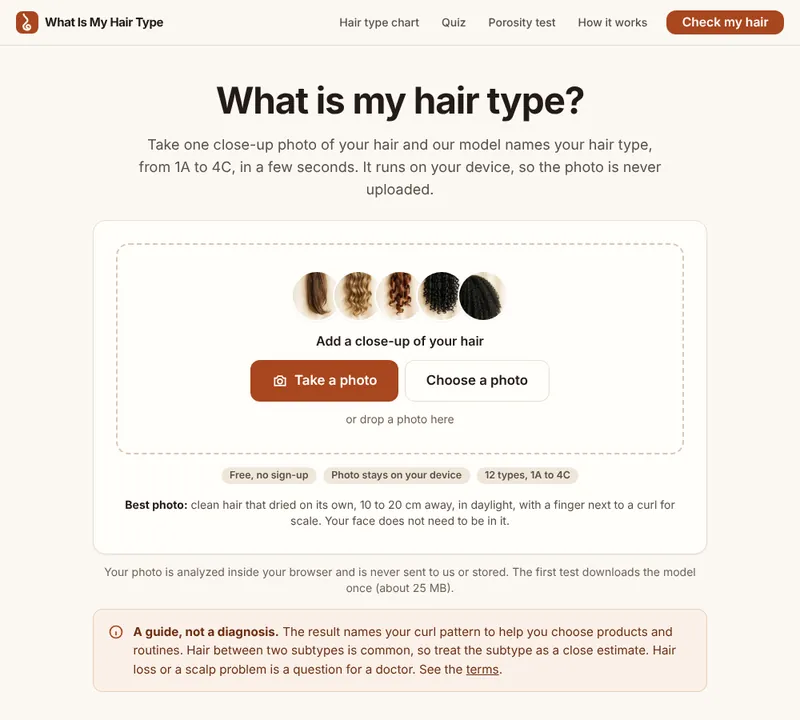 What Is My Hair Type homepage