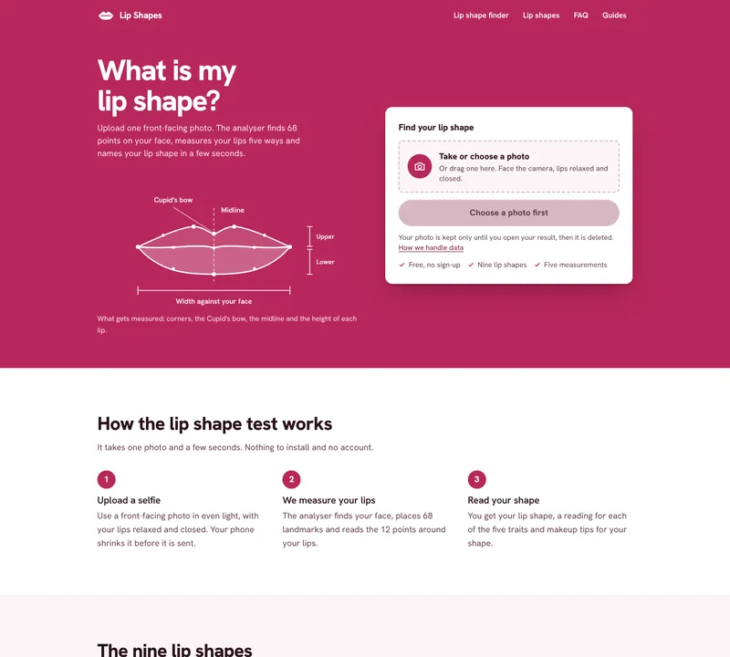 Lip Shape AI homepage